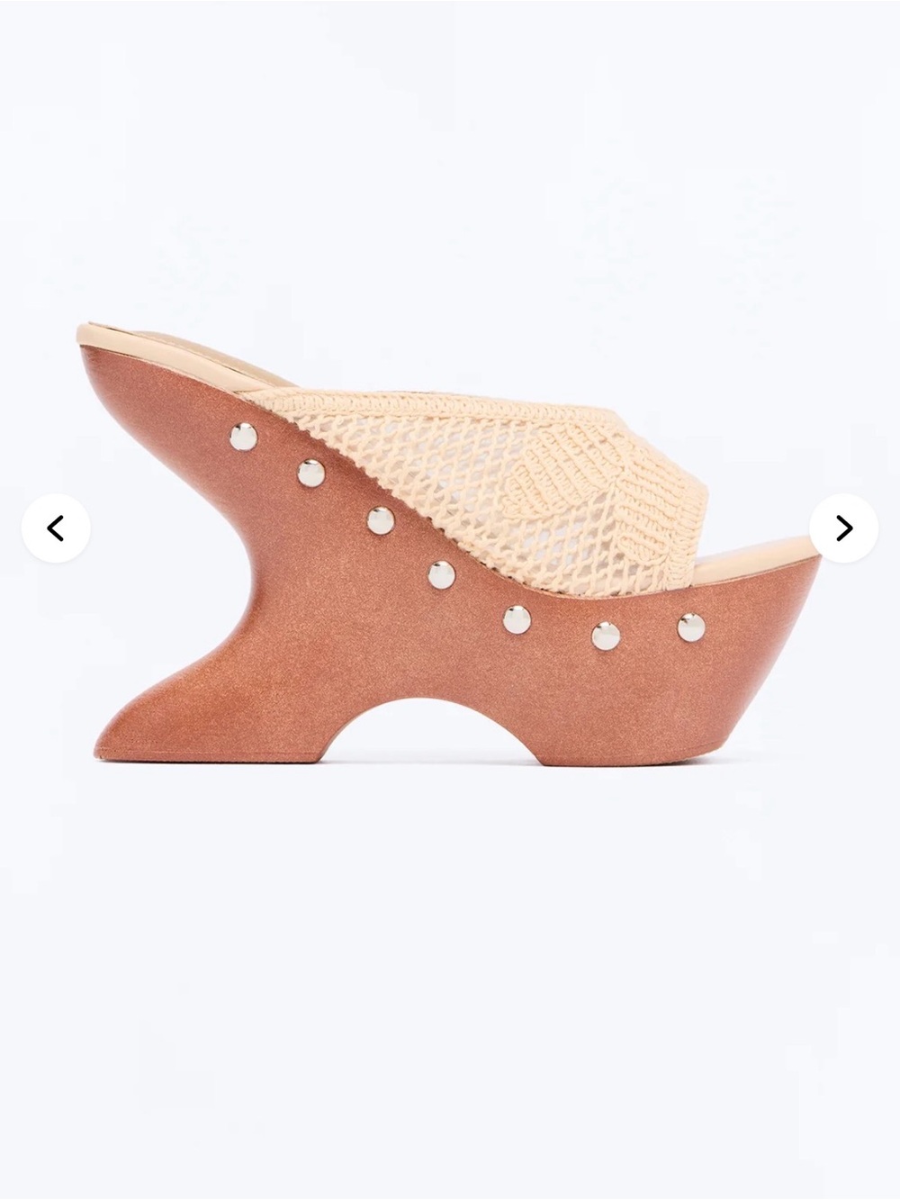 Fashion Nova Beige Crochet Platform Clog Slides